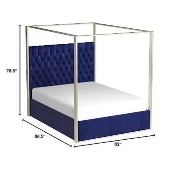 Luxurious Meridian Furniture Porter Velvet Canopy Bed
