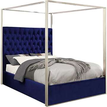 Luxurious Meridian Furniture Porter Velvet Canopy Bed