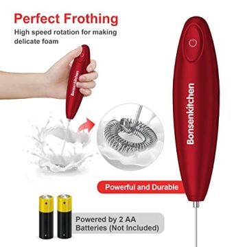 Bonsenkitchen Handheld Milk Frother for Perfect Foam