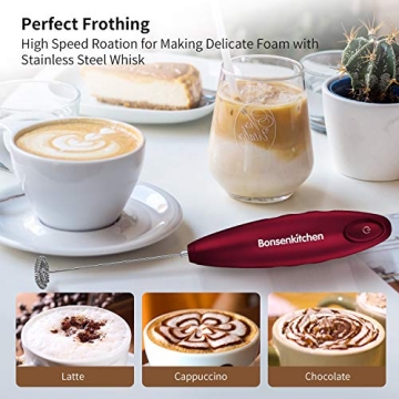 Bonsenkitchen Handheld Milk Frother for Perfect Foam