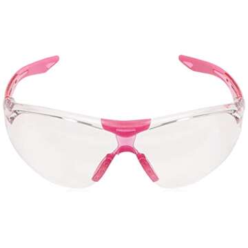 Elvex Delta Plus SG-18C-SLIM-PINK Avion SF Safety Glasses, Clear Lens with Pink Temple Tips, Slim Fi...