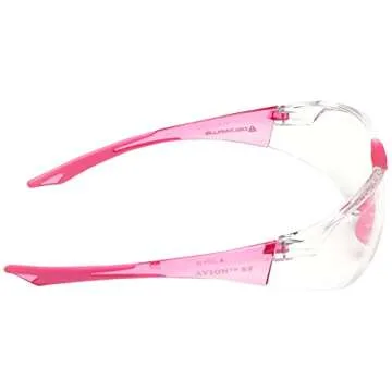 Elvex Delta Plus SG-18C-SLIM-PINK Avion SF Safety Glasses, Clear Lens with Pink Temple Tips, Slim Fit, Flexible, Abrasion Resistant, Anti Fog