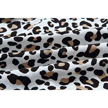 ECOWISH Womens Deep V Neck Floral Leopard Dress Short Sleeve Sexy Ruffles Fashion Mini Dress White L
