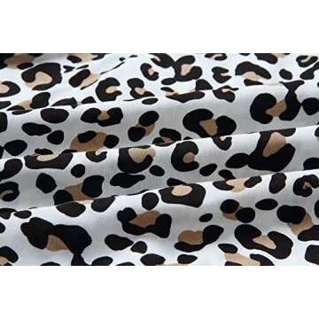 ECOWISH Womens Deep V Neck Floral Leopard Dress Short Sleeve Sexy Ruffles Fashion Mini Dress White L