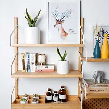 Greenaholics Plant Pots White Ceramic Pots for Plant 6+4.7Inch Matte White Cylinder Planters for Indoor Ourdoor Flower Snake Small Plants with Drainage Holes Set of 2