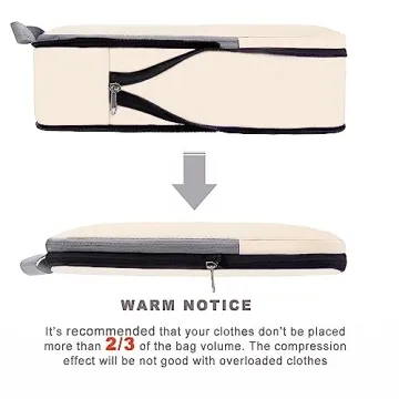 BAGAIL 4 Set/6 Set/8 Set Compression Packing Cubes Travel Accessories Expandable Packing Organizers(Beige ClothPattern 4 Set)