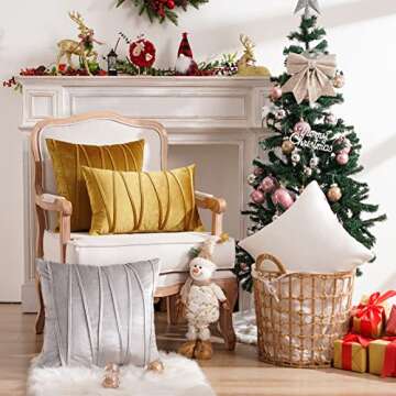 Top Finel Decorative Throw Pillow Covers 24 X 24 Inch,Soft Solid Velvet Pillow Covers Cushion Case for Sofa Bedroom 60 X 60 Cm (Pack of 2) Cream White,Large Christmas Pillow Covers