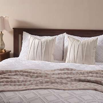 Top Finel Decorative Throw Pillow Covers 24 X 24 Inch,Soft Solid Velvet Pillow Covers Cushion Case for Sofa Bedroom 60 X 60 Cm (Pack of 2) Cream White,Large Christmas Pillow Covers