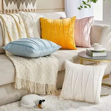 Top Finel 24x24 Decorative Velvet Pillow Covers Pack of 2