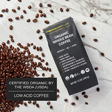 MINIMALISTLUXE Organic Low Acid Coffee Beans - 12 Ounce