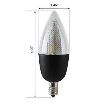 Euri Lighting Flickering Flame Bulb, ECA9.5-2120fcb, Decorative CA9.5 Candelabra E12 Base, Warm White 1800K, Non-Dim, 1W (6W Equivalent), 80lm, Black Housing, UL Listed, 1 Count