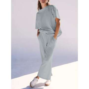 Fisoew Womens Stylish Workout Tracksuit Set with Pockets