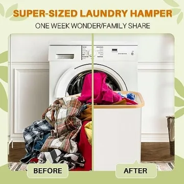 160L Laundry Hamper with Lid & 3 Compartments