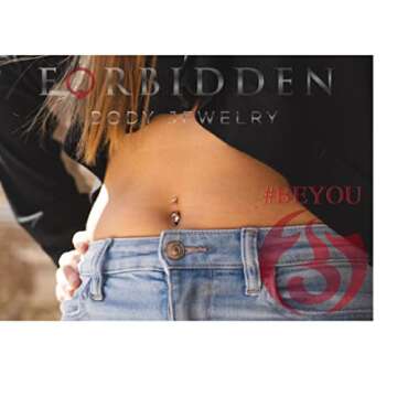 Forbidden Body Jewelry Long Belly Button Rings, Belly Button Jewelry, 14G Surgical Steel, Tri-Prong Round CZ Solitaire Belly Ring for Women, Internally Threaded (Gold/Clear)