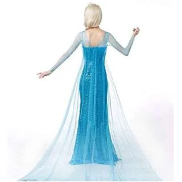 Snow Queen Princess Dress Women adult Fancy Party Dress Up Halloween Cosplay Costume (elsa1,M)