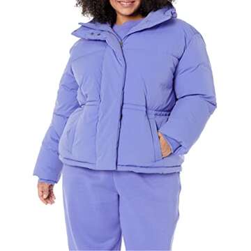 Amazon Essentials Women's Short Waisted Puffer Jacket (Available in Plus Size), Purple Blue, Small