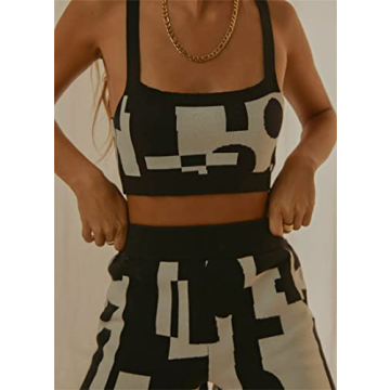 Yuemengxuan Women's Floral Crop Top & High Waist Shorts Set