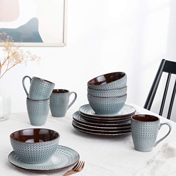 Stylish Gourmet Basics Blue Dinnerware Set for All