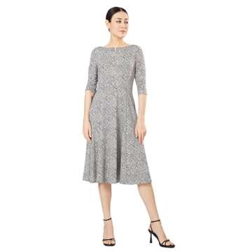 Marycrafts Women's Fit Flare Tea Midi Dress for Office Business Work