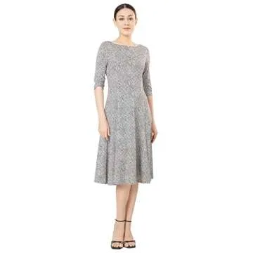 Marycrafts Women's Fit Flare Tea Midi Dress for Office Business Work