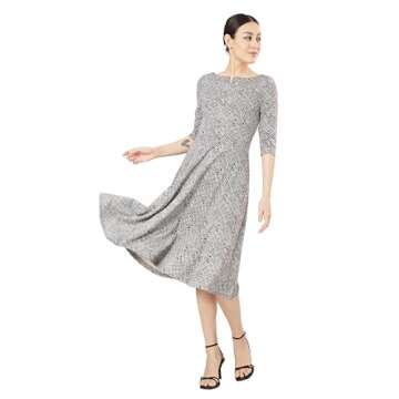 Marycrafts Women's Fit Flare Tea Midi Dress for Office Business Work