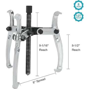 DURATECH 8-Inch 3-Jaw Gear Puller for Mechanics