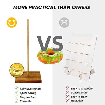 YESSAP Farmhouse Donut Stand, 3PCS Wooden Donut Holder Display 27 Donuts, Reusable Bagel Donut Holder Stands for Wedding Birthday Party Decoration Baby Shower