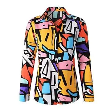 Beninos Women's Casual Blouses Long Sleeve Button Down Shirt (1910 Yellow, L)