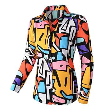 Beninos Women's Casual Blouses Long Sleeve Button Down Shirt (1910 Yellow, L)