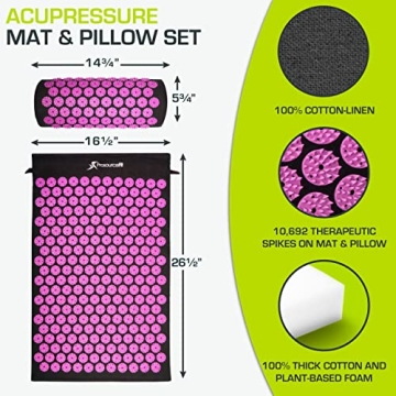 ProsourceFit Acupressure Mat Set for Pain Relief and Relaxation