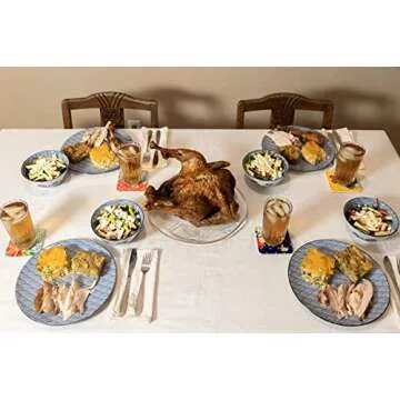 Japanese Dinnerware Set Including 4 Large Bowls and 4 Plates, Prefect for Everyday Use, Blue/White Sea and Wave Pattern (Seigaiha), Ceramic Dish Set of 8