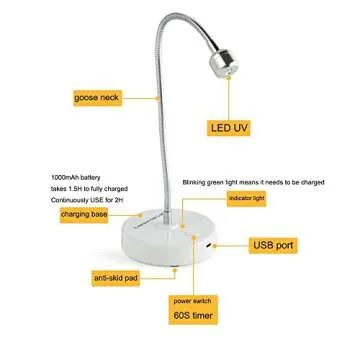 YIZHUO UV Light for Nails Gel UV Led Nail Lamp Led UV Led Nail Lamp Gel X Lamp Portable Rechargeable GooseNeck Nail Dryer Nail Lights for Semi Cured Gel Nail Strips