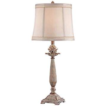 Regency Hill Shabby Chic French Country Cottage Table Lamp 28" Tall Antique White Washed Petite Arti...
