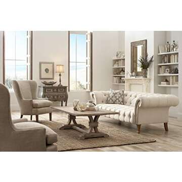 Regency Hill Shabby Chic French Country Cottage Table Lamp 28" Tall Antique White Washed Petite Artichoke Font Beige Fabric Bell Shade for Living Room Bedroom House Bedside Nightstand Home