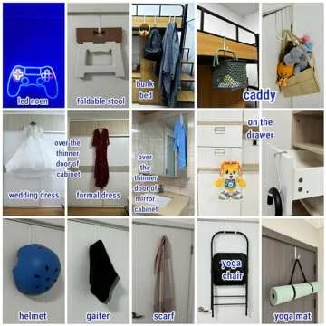 Over the Door Hooks Fit Interior Door up to 1 3/8" Optimal, Steel w/ Rubber Coating, Not for Front Door, for Hanging Towel Robe Hanger Bathroom Bunk Wreath Ironing Board Holder Cute 4pcs 5.5" White