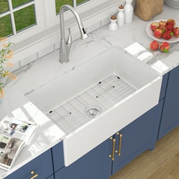 Lordear 33 White Fireclay Farmhouse Sink for Kitchens