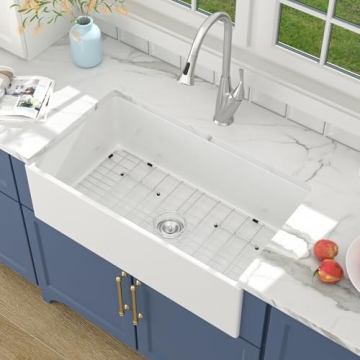 Lordear 33 White Fireclay Farmhouse Sink for Kitchens