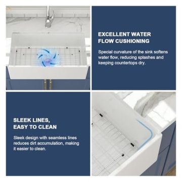 Lordear 33 White Fireclay Farmhouse Sink for Kitchens