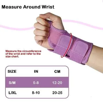 NuCamper Wrist Brace Carpal Tunnel Right Left Hand for Men Women, Night Wrist Sleep Supports Splints Arm Stabilizer with Compression Sleeve Adjustable Straps,for Tendonitis Arthritis Pain Relief (Left and Right Hand-Purple, Small/Medium (Pack of 2))