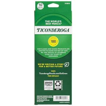Ticonderoga Wood-Cased Pencils, Pre-Sharpened, 2 HB Soft, Black, 10 Count