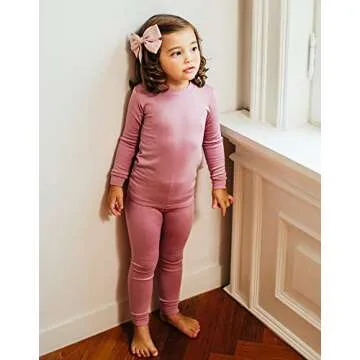 VAENAIT BABY Kids Long Sleeve Modal Sleepwear Pajamas 2pcs Set Modal Purplepink XL