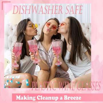 Veiuwa 24 Pcs Plastic Pink Wine Glasses，Plastic Cordial Glasses，Plastic Goblets，Pink Plastic Goblets，Plastic Wine Glasses，Can be Used for Weddings, Everyday Fun Parties and More!