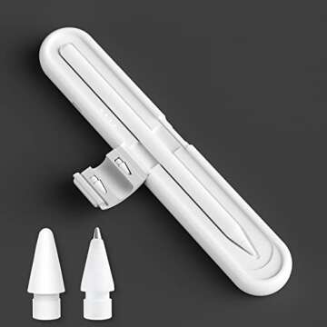 Portable 800mAh Fast Charging Case with 2 Pcs Replacement Pencil Tips fits for Apple Pencil 2nd Gene...