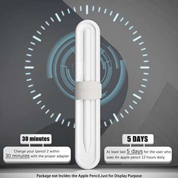 Portable 800mAh Fast Charging Case with 2 Pcs Replacement Pencil Tips fits for Apple Pencil 2nd Generation, Lightweight Travel-Friendly Charger and Storage Case for Ipad Pencil 2,Gray