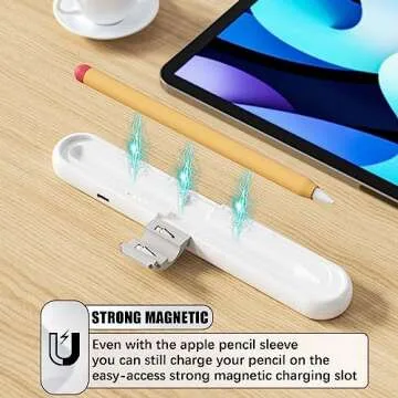 Portable 800mAh Fast Charging Case with 2 Pcs Replacement Pencil Tips fits for Apple Pencil 2nd Generation, Lightweight Travel-Friendly Charger and Storage Case for Ipad Pencil 2,Gray