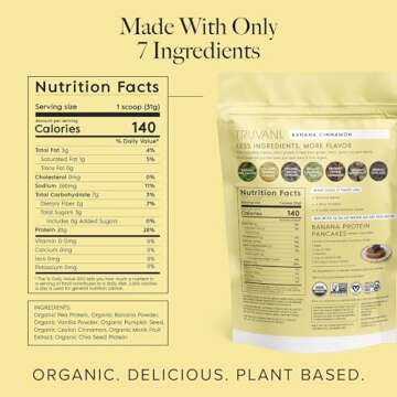 Truvani Vegan Pea Protein Powder | Banana Cinnamon | 20g Organic Plant Based Protein | 20 Servings |...
