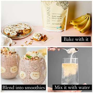 Truvani Vegan Pea Protein Powder | Banana Cinnamon | 20g Organic Plant Based Protein | 20 Servings | Keto | Gluten & Dairy Free | Low Carb | No Added Sugar