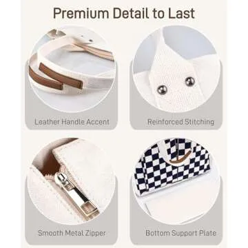 Nicav Canvas Tote Bags for Women, Large Utility Tote Bags with Pockets Zip Top for Teachers Nurses Work