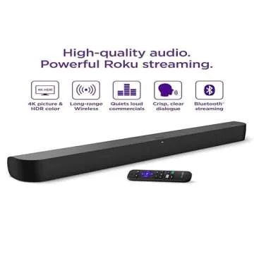 onn. Roku Smart Soundbar with Built-in 4K Streaming Media Player - Immersive Sound