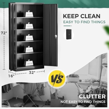 Greenvelly 72 Black Steel Locking Cabinet Heavy Duty Storage